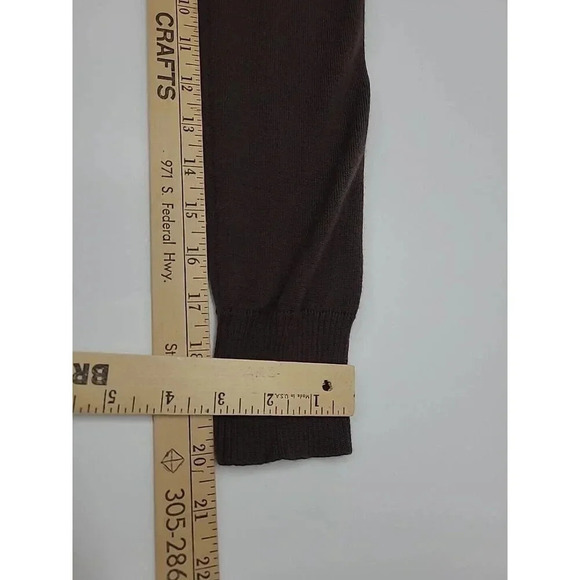 Tory Burch 100% Merino Wool Brown Sweater Women's Size Med Ruffled Collar - Picture 5 of 7